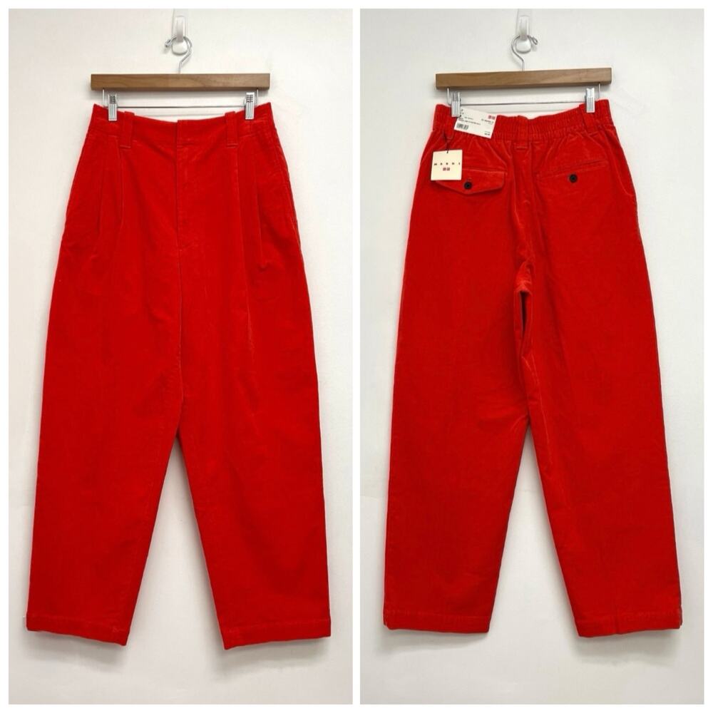 Uniqlo x Marni Corduroy Wide Fit Pleated Trouser Pants High Rise Red - Med 28-29